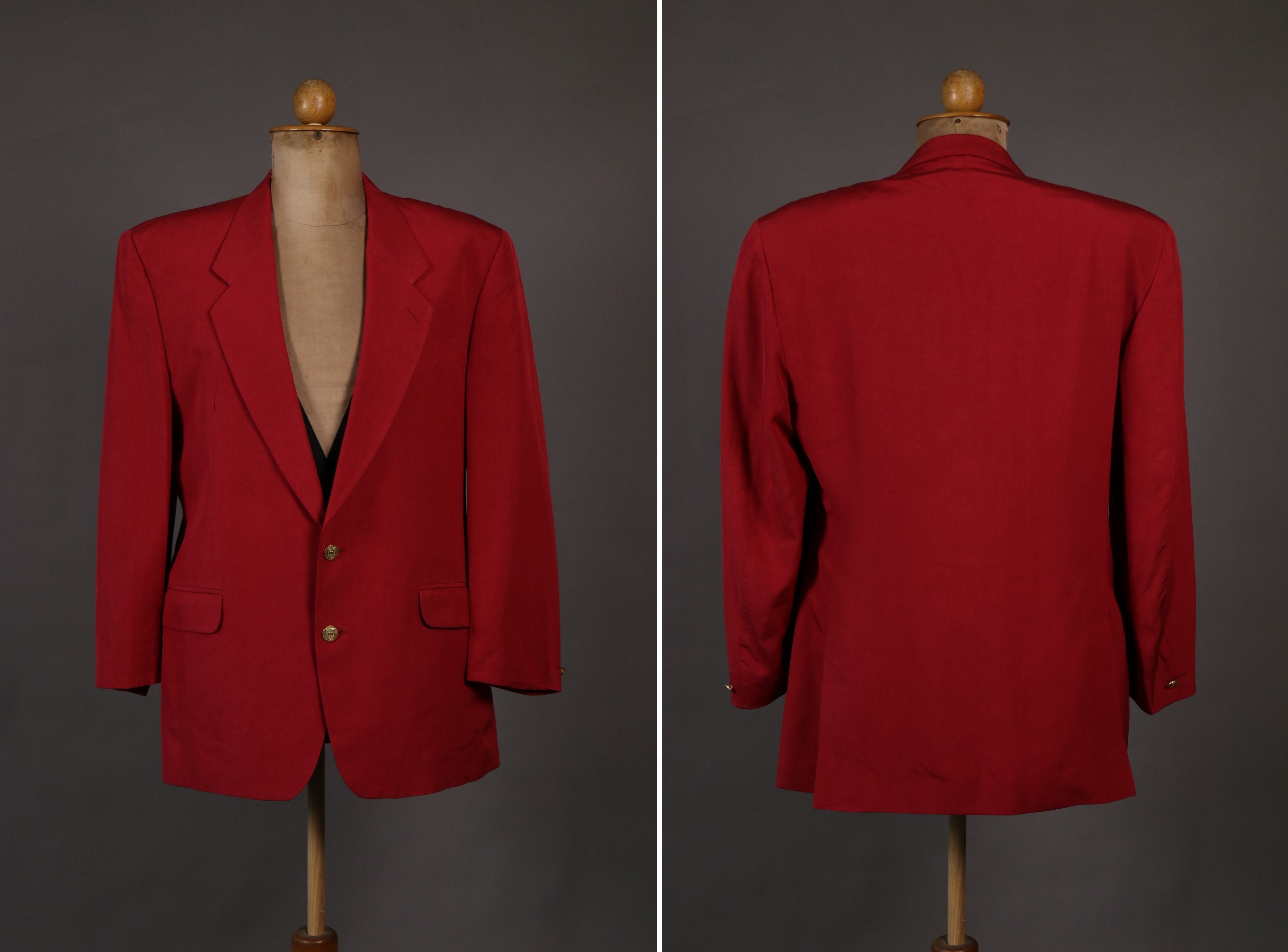 1970's FUKS Marcel Red Silk Blazer - Size M