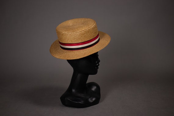 1950's Traditional Swiss Straw Canotier HAt - 50'… - image 9