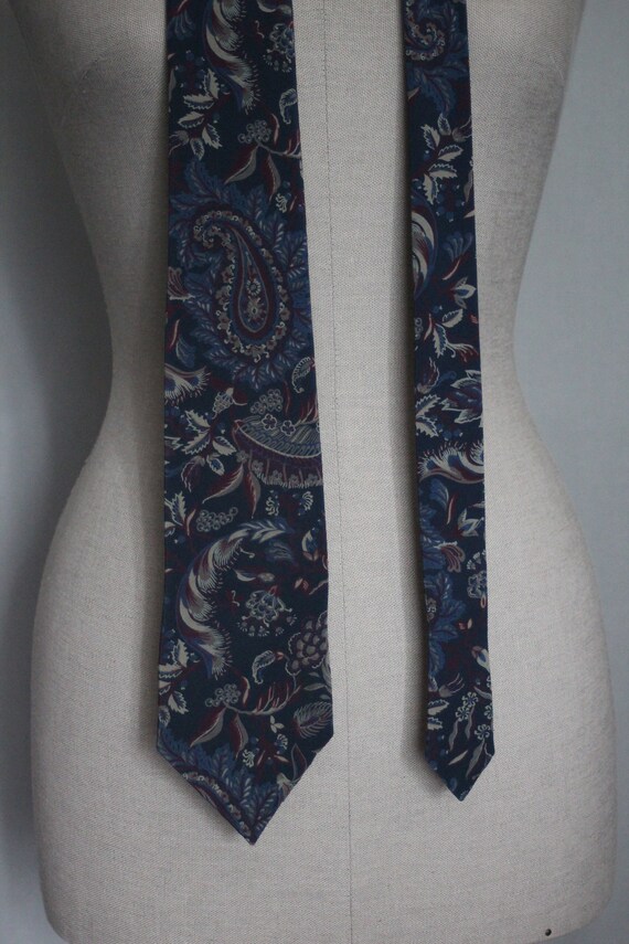 1990's YSL Blue Floral Silk Tie - 90's Yves Saint… - image 4