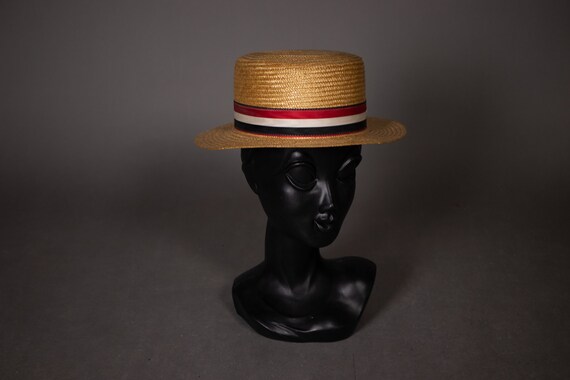 1950's Traditional Swiss Straw Canotier HAt - 50'… - image 6