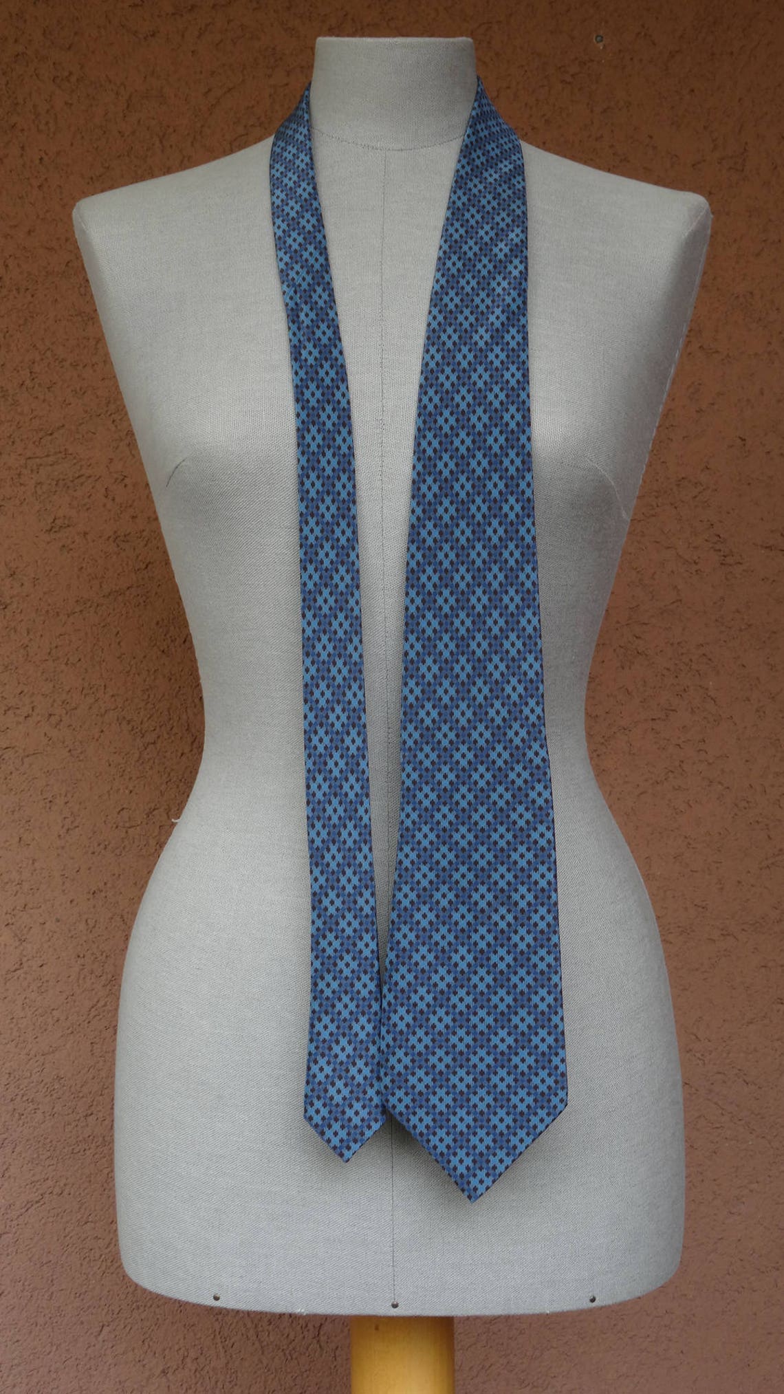 YSL Blue Silk Tie Yves Saint Laurent Geometric Motif Silk - Etsy
