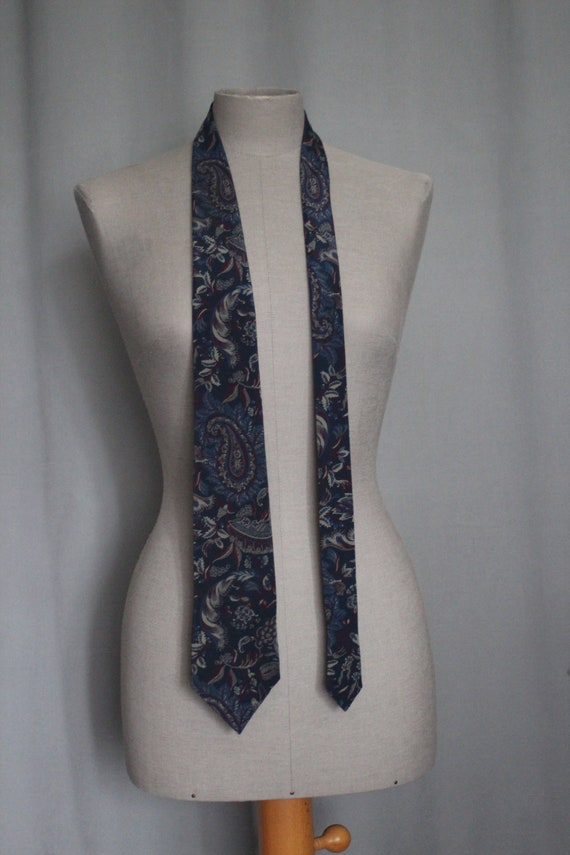 1990's YSL Blue Floral Silk Tie - 90's Yves Saint… - image 3