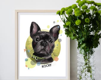 Custom Dog Portrait | French Bulldog Painting | Pet Memorial | Ready for print | Pet Owner Gift | Special and Unique Gift for Dog Owner |