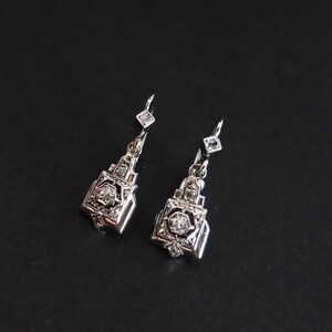 Art Deco earrings adorned with white sapphires. image 4