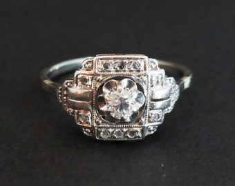 Art Deco Diamond Ring, Gold And Platinum Setting.