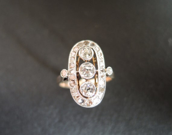 French Antique Diamond Ring, 18 Carat Gold. - image 1