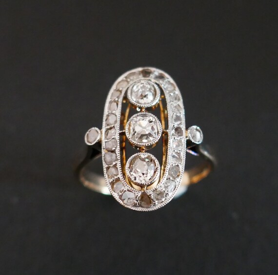 French Antique Diamond Ring, 18 Carat Gold. - image 5