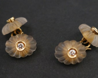 Rock Crystal And Diamond Cufflinks, 18k Gold.