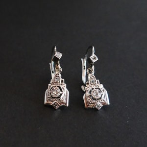 Art Deco earrings adorned with white sapphires. image 3