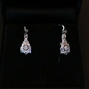 Art Deco earrings adorned with white sapphires. image 2