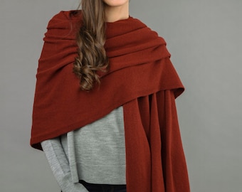 Cashmere Wrap Scarf Shawl Travelwrap Super Soft 2ply Knitted Oversize Luxury BORDEAUX - Made in Italy