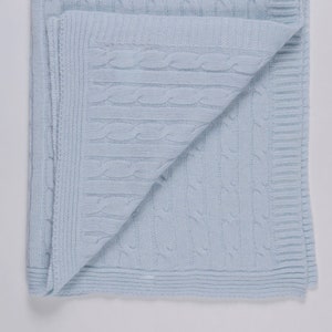 Manta de bebé 100% Cachemir en Cable Knit azul claro Made in Italy super suave