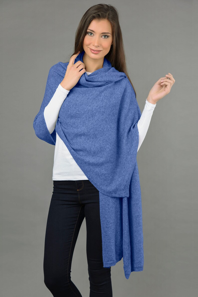 Periwinkle Blue Cashmere Wrap Scarf Shawl Travelwrap Super - Etsy