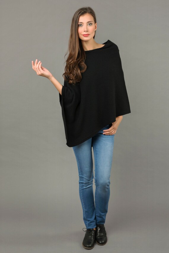 Cashmere Mix Asymmetric Poncho