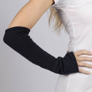 Navy Blau reinem Kaschmir fingerlose lange Handgelenk warmer Handschuhe