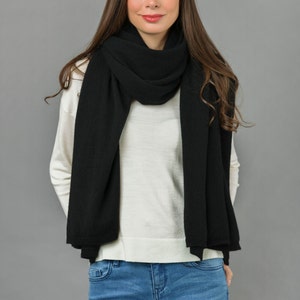 Cashmere Wrap Scarf Shawl Super Soft 2ply Knitted Oversize Luxury BLACK Made in Italy image 2