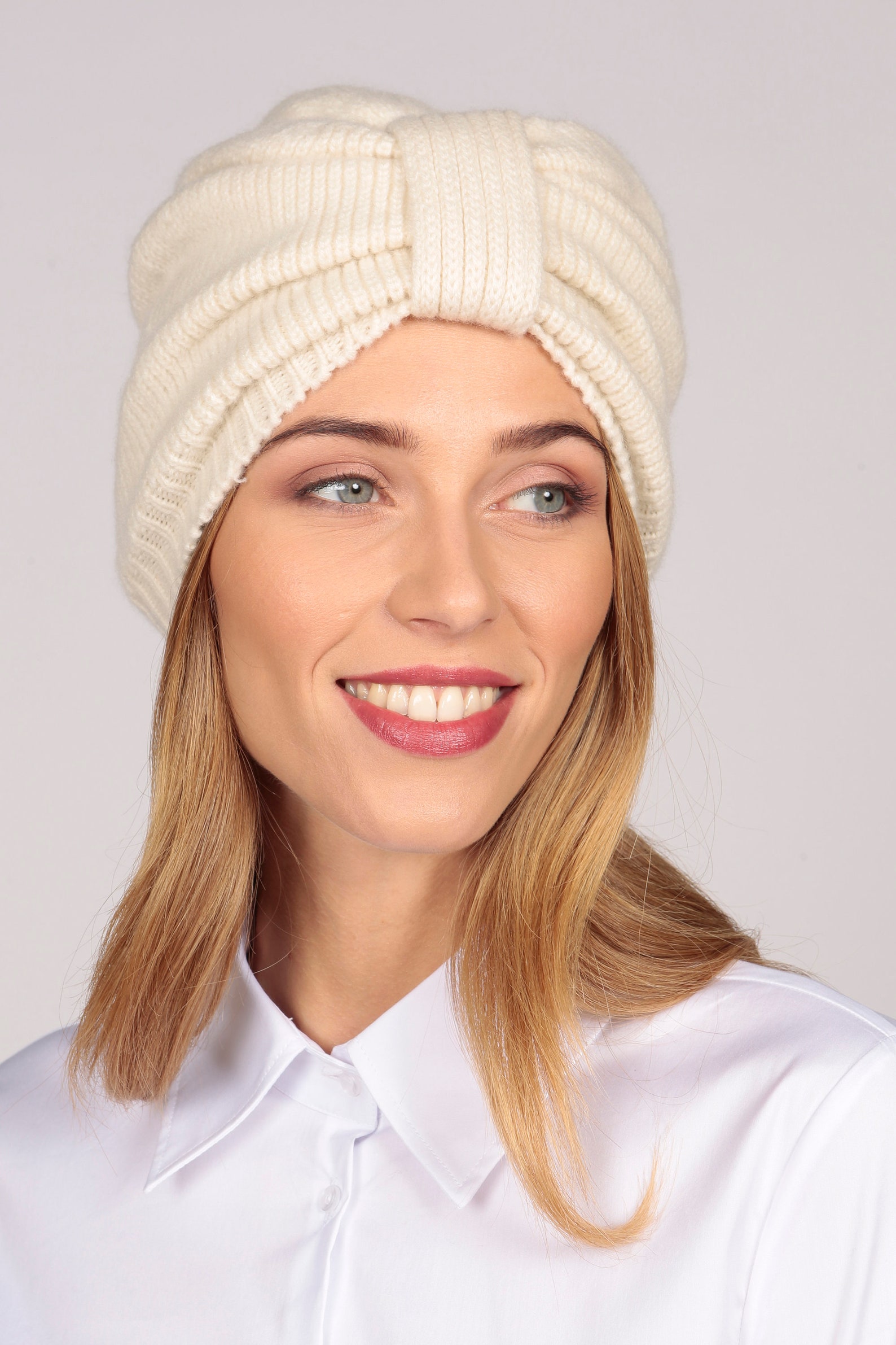 Qi Cashmere Shaker Stitch Cashmere Turban main image 0