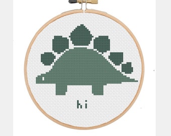 5 inch Cross Stitch Pattern Stegosaurus Home Decor PDF Download Printable Easy Beginner