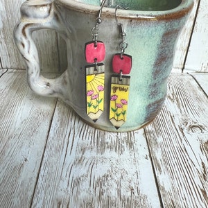Teacher Earrings, Pencil Earrings, Teacher Gift, Back to School, Teacher Appreciation, Gift for Her, Fun School Earrings, Stocking Stuffer