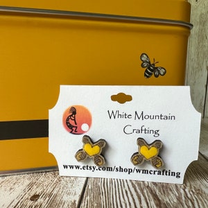 Honey Dipper Earrings, Bee Theme Earrings, Stocking Stuffer earrings, honey bee jewelry, hand painted jewelry, bee keeper gift, insect theme