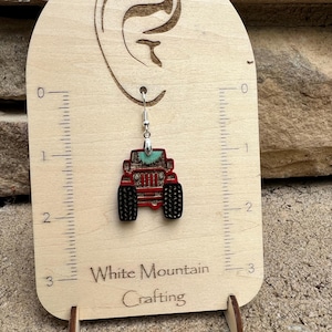 Jeep Earrings: Laser Cut Wood, Off-Road Adventure Jewelry, Stocking Stuffer Bild 3