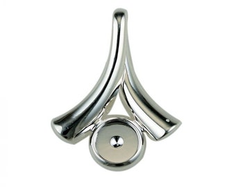 Wishbone Pendant with Cup Blank for Cabochon, Silver Plated