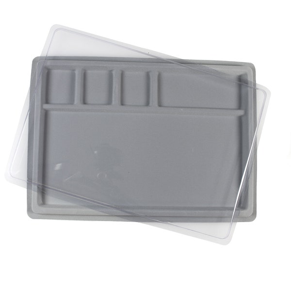 Beaders Board Flocked Grey with Clear Lid 36 x 25cm great for storing your unfinished makes/bead storage/bead mat