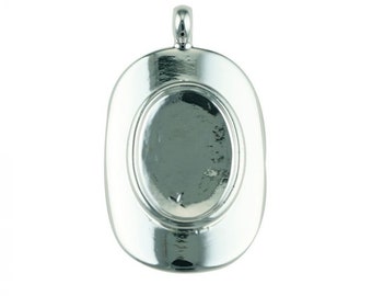 Oval Design Pendant with 18x13mm Cup Blank, Silver Plated