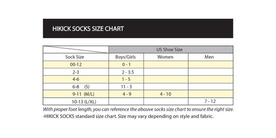 Boys Sock Size Chart