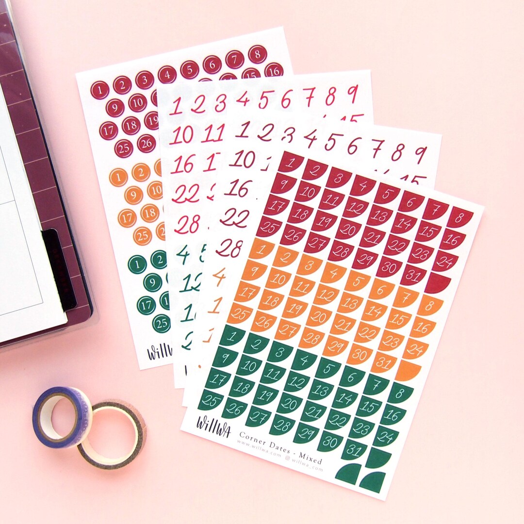 Date Box Sticker Christmas Color Date Stickers - Functional Planner Stickers - Xmas ...