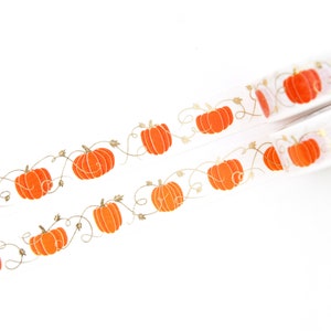 Vergulde washitape pompoenen 15 mm x 10 m - prachtige goudfolie decortape met pompoenen en wijnstokken - herfstcollectie - Swedish Design by Willwa