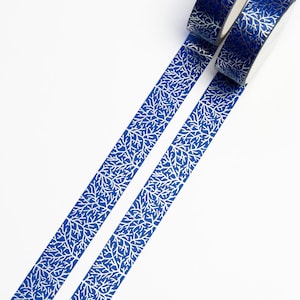 OOPS WASHI Crystal Trees Washi Tape 15mm x 10m - Blue Background and Silver Foil pattern of Winter Trees - Swedish design by Willwa