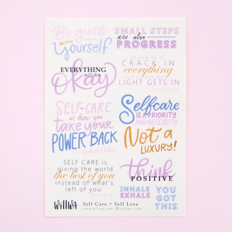 Self Care Self Love Deco Stickers Cute Pastel Self Love - Etsy