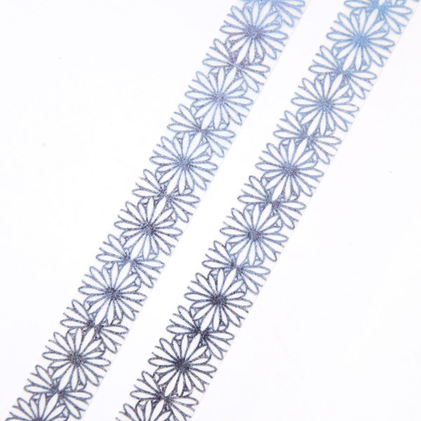 Silver Flora Lace 10mm x 10m Silver Foil Washi Tape - Beautiful Silver Floral Pattern on a White Background - Swedish Design by Willwa