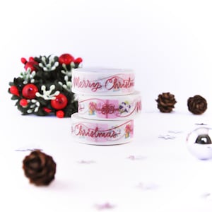 Merry Christmas Washi Tape 15mmx10m - Gifts with Red Ribbon Holiday Greetings - Christmas Presents - Masking Tape - Swedish Design by Willwa