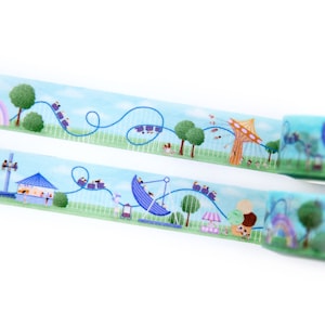 Roller Coaster Washi Tape 15 mm x 10 m - Zomer in een pretpark - Leuke en kleurrijke Tivoli-carnavalillustraties - Swedish Design by Willwa