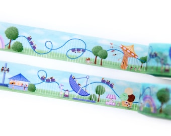 Roller Coaster Washi Tape 15mmx10m - Summer at an Amusement Park - Fun and Colorful Tivoli Carnival Illustrations - Swedish Design by Willwa