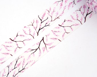 Cherry Blossoms washi tape 15mmx10m - Watercolor floral pattern of pink Sakura Flowers - Beautiful Spring Flowers - Swedish design by Willwa
