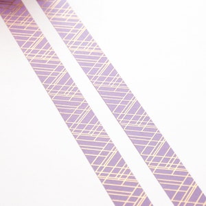OOPS WASHI Sophisticated Lines Gold Foil and Purple Washi Tape 15mmx10m Unique Washi Gift for Creative Friend Swedish Design by Willwa image 2