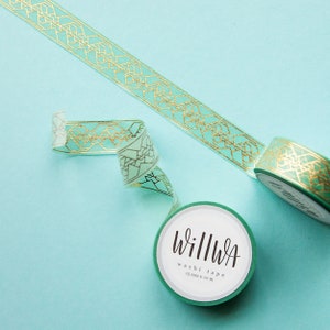Golden Reflection gold foil washi Tape 15mmx10m - Perfect gift for planner girls - Elegant gold foil masking tape - Swedish design by Willwa