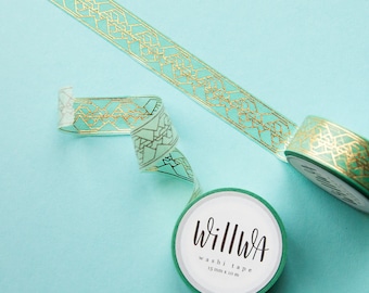 Golden Reflection gold foil washi Tape 15mmx10m - Perfect gift for planner girls - Elegant gold foil masking tape - Swedish design by Willwa