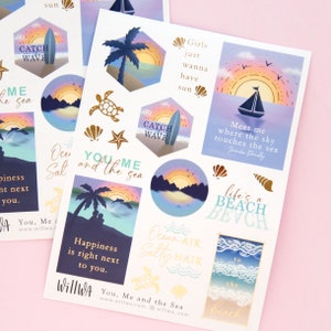 You, Me and the Sea Deco Stickers Gold Foil - Tropical Sunset stickers - Beach & Ocean Quotes - Vacation Stickers- Swedish Design by Willwa