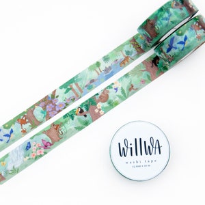 Nastro adesivo Washi In the Jungle 15mmx10m - Animali in via di estinzione nella giungla - Nastro con animali carini - Design di beneficenza - WWF - Design svedese di Willwa