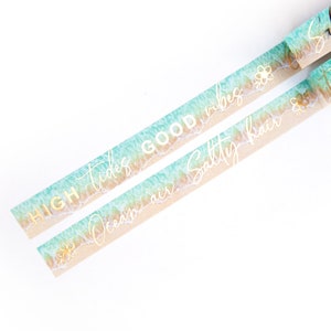 Good Vibes 15mm x 10m washi tape - Goudfolie Zee Quotes - Strandachtergrond - Ocean Air Salty Hair - Hoogwater - Zweeds Design by Willwa