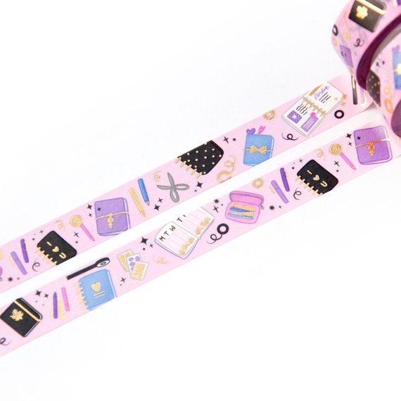 Stationery Love 15mm x 10m washi tape with Gold Foil - Planner Addicts - Bujo and Stationery Pattern - Cute washi - Swedish Design by Willwa