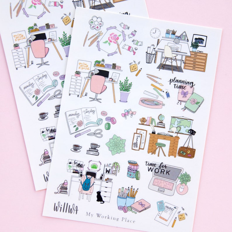 Workdesk Sticker My Working Place Deco Stickers - Planner & Journal Sticker Sheet ...