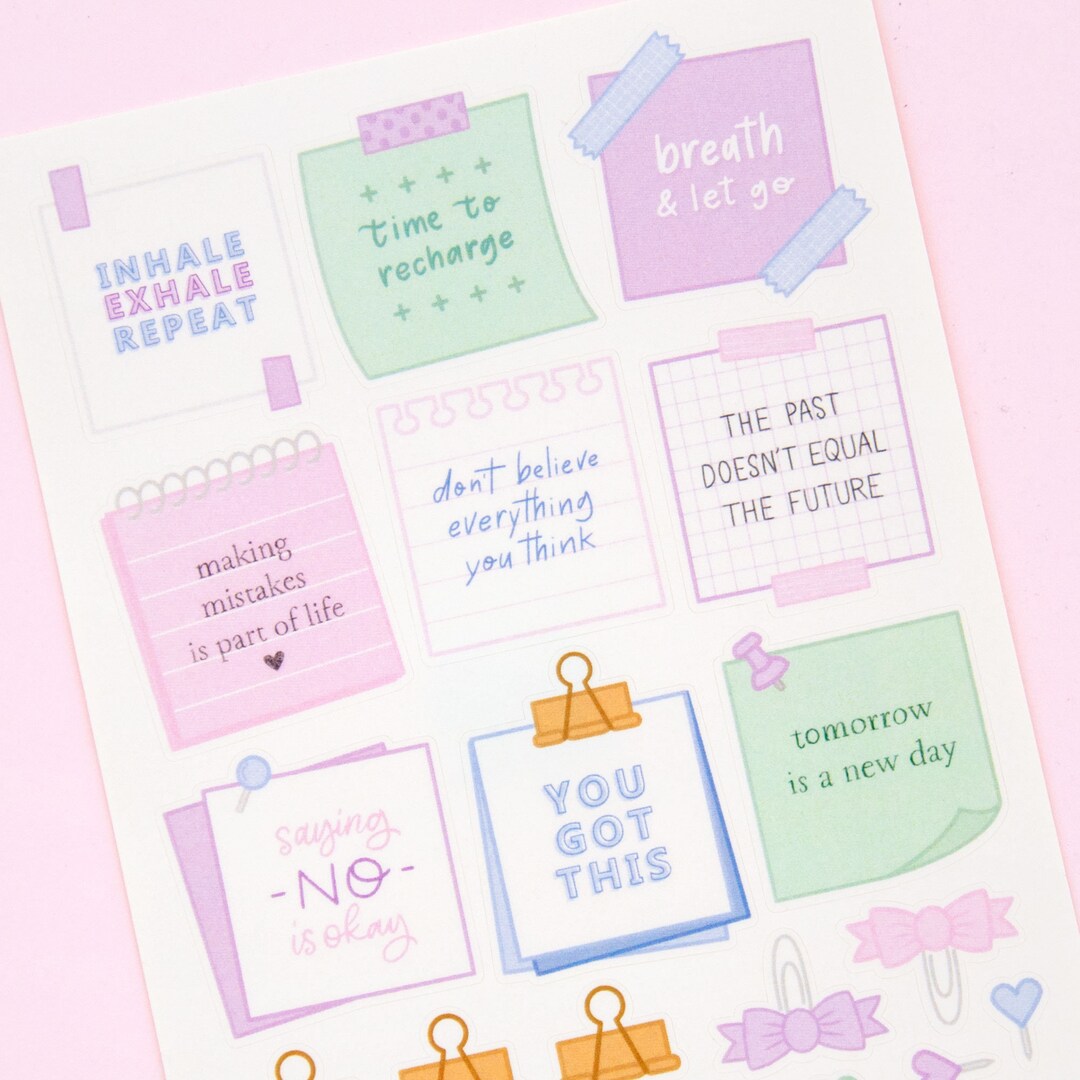 Sticky Notes Affirmations Deco Stickers Cute Sticker Sheet With Quotes