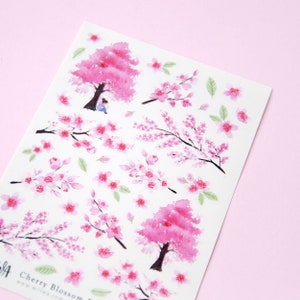 Cherry Blossom Festival Stickers - Spring Floral Sticker Sheet - Sakura Flowers Cherry Blossom Trees and Branches - Swedish Design by Willwa