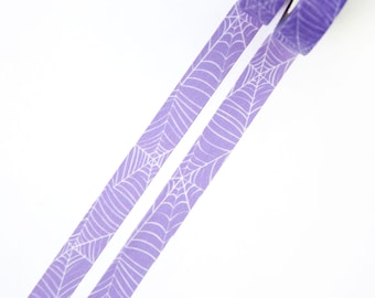 Spider Web washi tape 10mmx10m - White Spider Web Threads on a Purple Background - Halloween and Fall Collection - Swedish Design by Willwa