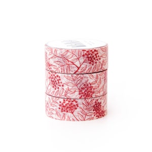 Red Rowan Berry 15 mm x 10 m washi tape Bloemen en natuurpatroon Red Berries masking tape Rowan Tree deco tape Zweeds ontwerp van Willwa afbeelding 5